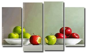 Red And Green Apples 4 Panels Paint By Numbers