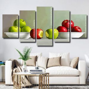 Red And Green Apples 5 Panels Paint By Numbers