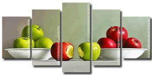 Red And Green Apples 5 Panels Paint By Numbers