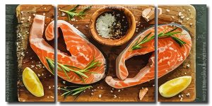 Salmon Fish 3 Panels Paint By Numbers