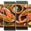 Salmon Fish 4 Panels Paint By Numbers