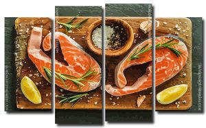 Salmon Fish 4 Panels Paint By Numbers