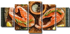 Salmon Fish 5 Panels Paint By Numbers