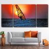 Silhouette Windsurfing At Sunset 3 Panels Paint By Numbers