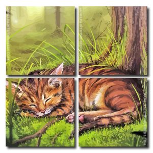 Sleepy Wild Cat Square Panels Paint By Numbers