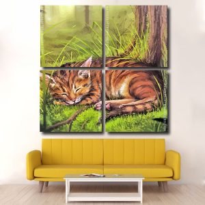 Sleepy Wild Cat Square Panels Paint By Numbers