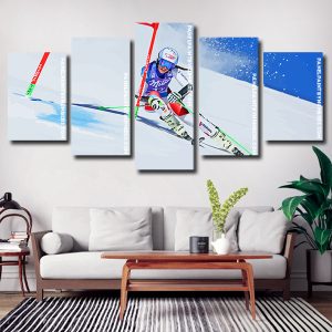 Snow Skiing Art 5 Panels Paint By Numbers