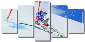 Snow Skiing Art 5 Panels Paint By Numbers