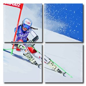 Snow Skiing Art Square Panels Paint By Numbers