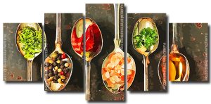 Spices Spoons 5 Panels Paint By Numbers