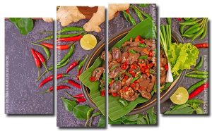 Stir Fried Chicken Liver Bassil Banana Leaves 4 Panels Paint By Numbers