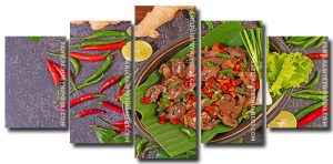 Stir Fried Chicken Liver Bassil Banana Leaves 5 Panels Paint By Numbers