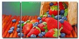 Strawberries And Blueberries 3 Panels Paint By Numbers