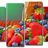 Strawberries And Blueberries 4 Panels Paint By Numbers