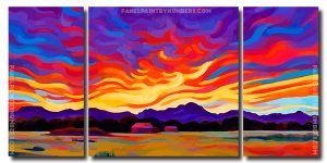 Sunset Landscape 3 Panels Paint By Numbers