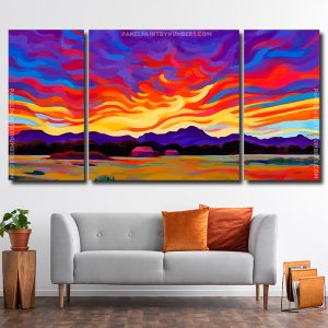 Sunset Landscape 3 Panels Paint By Numbers