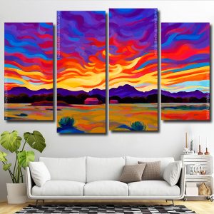 Sunset Landscape 4 Panels Paint By Numbers