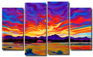 Sunset Landscape 4 Panels Paint By Numbers