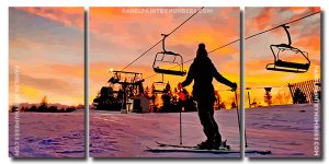 Sunset Skiing 3 Panels Paint By Numbers