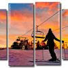 Sunset Skiing 4 Panels Paint By Numbers