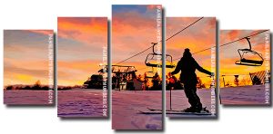 Sunset Skiing 5 Panels Paint By Numbers