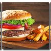 Tasty Burger And French Fries 3 Panels Paint By Numbers