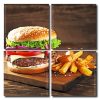 Tasty Burger And French Fries Square Panels Paint By Numbers