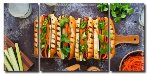 Tasty Hot Dog 3 Panels Paint By Numbers