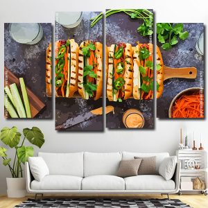 Tasty Hot Dog 4 Panels Paint By Numbers