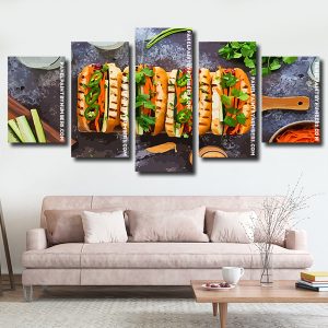 Tasty Hot Dog 5 Panels Paint By Numbers