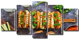 Tasty Hot Dog 5 Panels Paint By Numbers