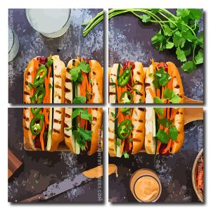 Tasty Hot Dog Square Panels Paint By Numbers