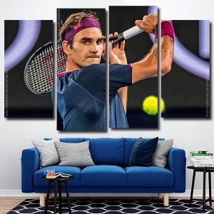 Tennis Player Roger Federer 4 Panels Paint By Numbers