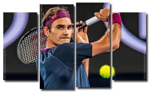 Tennis Player Roger Federer 4 Panels Paint By Numbers