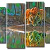 Tiger Reflection 4 Panels Paint By Numbers