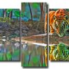 Tiger Reflection 5 Panels Paint By Numbers