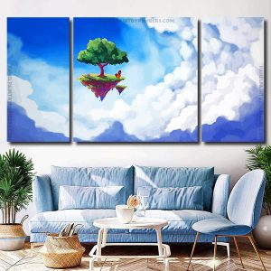 Tree Floating Between Clouds 3 Panels Paint By Numbers