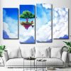 Tree Floating Between Clouds 4 Panels Paint By Numbers