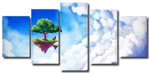 Tree Floating Between Clouds 5 Panels Paint By Numbers