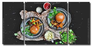 Vegan Burgers 3 Panels Paint By Numbers