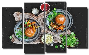 Vegan Burgers 4 Panels Paint By Numbers