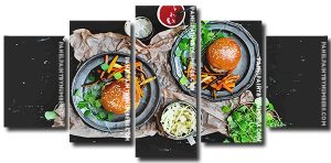 Vegan Burgers 5 Panels Paint By Numbers