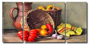 Vegetable Basket 3 Panels Paint By Numbers