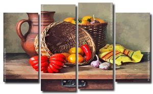 Vegetable Basket 4 Panels Paint By Numbers