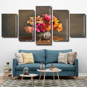 Vintage Flowers Art 5 Panels Paint By Numbers