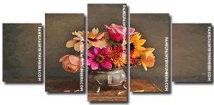 Vintage Flowers Art 5 Panels Paint By Numbers