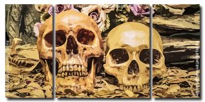 Vintage Skulls 3 Panels Paint By Numbers