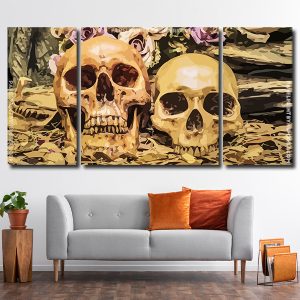 Vintage Skulls 3 Panels Paint By Numbers