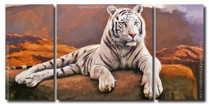 White Tiger 3 Panels Paint By Numbers