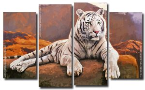 White Tiger 4 Panels Paint By Numbers